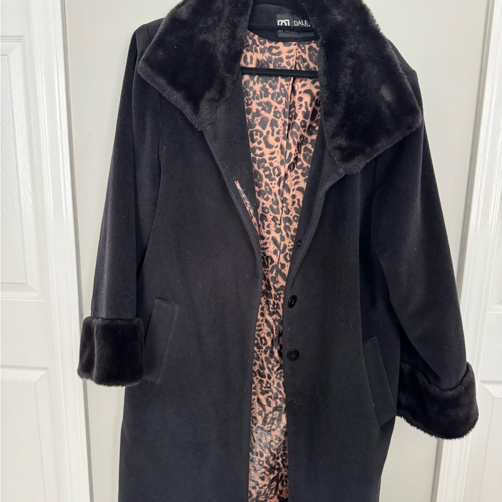 Women's Black Faux Fur angora/wool blend Coat